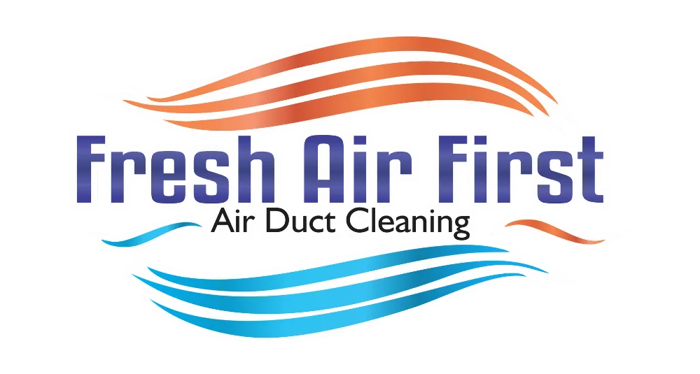 Fresh Air First logo featuring vibrant orange and blue waves, emphasizing air duct cleaning services.